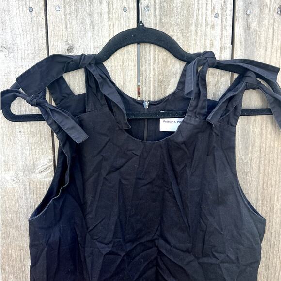 Fabiana Pigna | Beatrice Blouse Peplum Top Tie Shoulder Coquette Black Size S - Picture 3 of 6